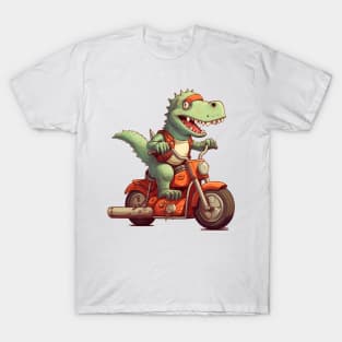 Dino Biker Retro Motorcycle T-Shirt